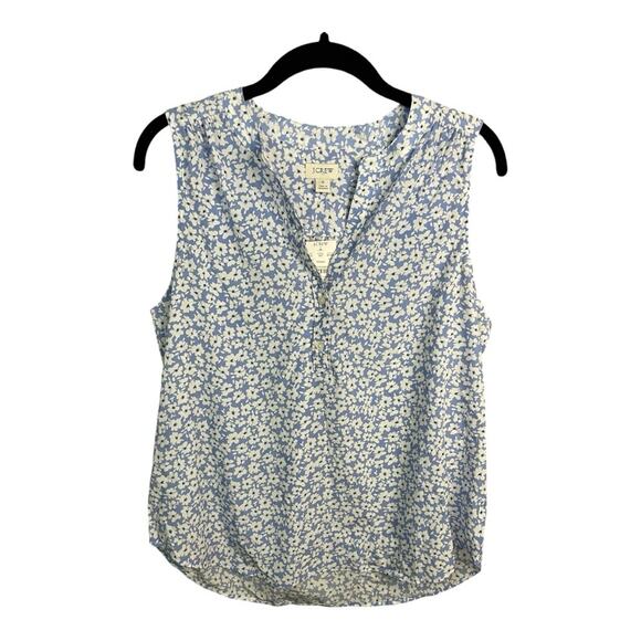 J. Crew Factory Popover Placket Blouse in Blue‎ and White Floral Size S NWT - Picture 2 of 10